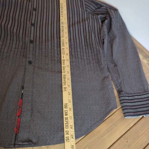 Robert Graham Grey Disappearing Long Sleeve Flip Cuff Button Down Shirt - Picture 7 of 14
